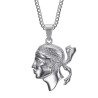 Pendentif Tête de Maure Corse en Acier Inoxydable Finition Argentée27944