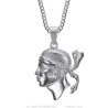 Pendentif Tête de Maure Corse en Acier Inoxydable Finition Argentée27945