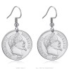 Earrings Napoleon 3 Stainless steel Silver 20 Francs28006