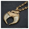 Double Lion Claw Ruby Coffee Bean Chain Gold Steel Pendant28058