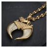 Double Lion Claw Ruby Coffee Bean Chain Gold Steel Pendant28059