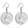 Boucles d'oreilles Napoléon 3 Acier inoxydable Argent 20 Francs28071