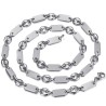 Coffee bean and alternating flat mesh necklace Silver stainless steel28121