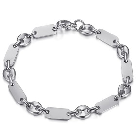 Bracelet grain de café et maille plate Baptiste Acier inoxydable argent28150