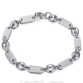 Bracelet grain de café et maille plate Baptiste Acier inoxydable argent28151