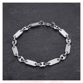 Coffee bean and flat mesh bracelet Baptiste Stainless steel silver28152