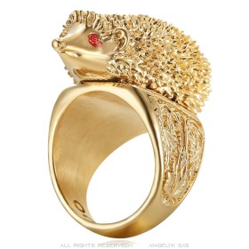 copy of Ring Napoleon I., quadratisch Edelstahl Gold 4 Rubinrot28210