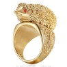 Niglo Hedgehog Gypsy Ring Stainless Steel Red Ruby Gold28210