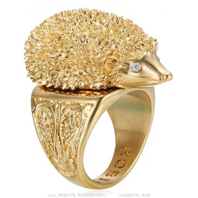 Ring Niglo Igel Zigeuner Edelstahl Gold Diamanten28223