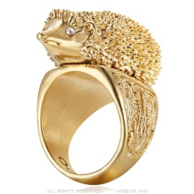 Niglo Hedgehog Gypsy Ring Stainless Steel Gold Diamonds28224