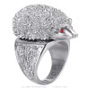 Bague Niglo Hérisson Gitan Acier inoxydable Argent Rubis Rouge28255