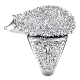 Niglo Hedgehog Gypsy Ring Stainless Steel Silver Diamonds28260