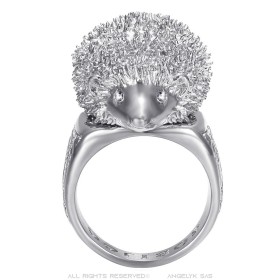 Niglo Hedgehog Gypsy Ring Stainless Steel Silver Diamonds28261