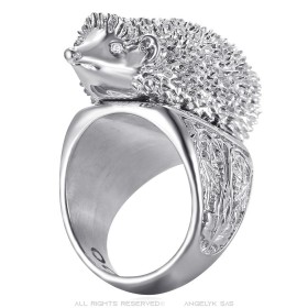 Bague Niglo Hérisson Gitan Acier inoxydable Argent Diamants28263