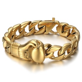 Pulsera guante de boxeo 21cm 95gr Hombres Acero inoxidable Gold28288