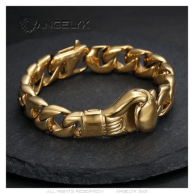 Armband Boxhandschuh 21cm 95gr Mann Edelstahl Gold28290