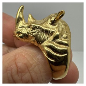 Anello con Castone di anello di Testa da Rhino Acciaio Oro28294