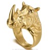 Anello con sigillo Rhinoceros da uomo in acciaio inox oro28309