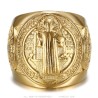 Saint-Benoît Anillo masculino de acero dorado - Elegancia y protección sagrada28318