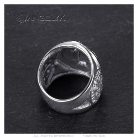 Bague Saint-Benoît Homme en Acier Argenté – Protection Sacrée28348