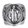 Saint-Benoît Men's Silver and Black Steel Ring - Protection28359