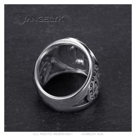 Bague Saint-Benoît Homme Acier Argenté et Noir - Protection28362