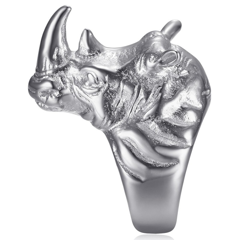 Rhinoceros signet ring for men Stainless steel Silver28379