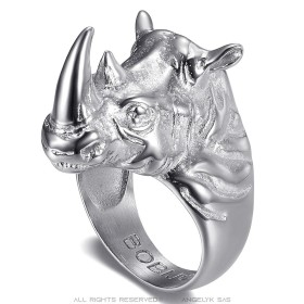 Anello con sigillo Rhinoceros per uomo Acciaio inossidabile Argento28381