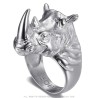 Anillo de sello rinoceronte para hombre Acero inoxidable Plata28381