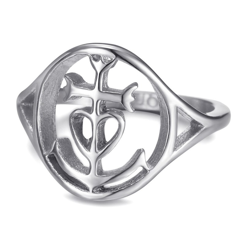 Bague croix de Camargue cintrée femme Acier inoxydable Argent28410