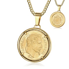 Anhänger Münze Napoleon III Louis Stahl Gold28418