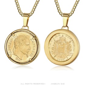 Anhänger Münze Napoleon III Louis Stahl Gold28421