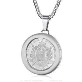 Pendentif Napoléon III Porte pièce Louis Acier inoxydable Argent28428