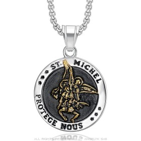 Saint Michael the Protector Pendant Stainless Steel Black and Gold28435