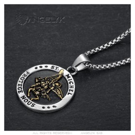 Saint Michael the Protector Pendant Stainless Steel Black and Gold28436