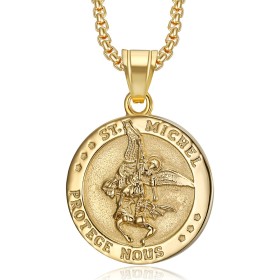 Pendentif Saint Michel Protecteur Acier inoxydable Doré Or28446