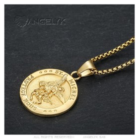 Pendentif Saint Michel Protecteur Acier inoxydable Doré Or28448