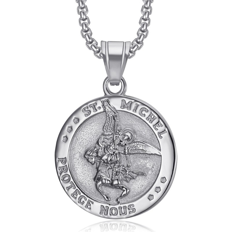 Pendentif Saint Michel Protecteur Acier inoxydable Argenté28464