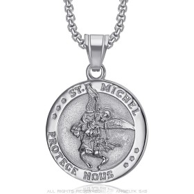 Pendentif Saint Michel Protecteur Acier inoxydable Argenté28465