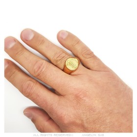 Camargue Cross Signet Ring Stainless Steel - Gold Plated28474