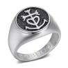 Camargue Cross Signet Ring Stainless Steel - Silver and Black28486