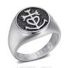 Bague Croix de Camargue Chevalière Acier Inoxydable - Argent et Noir28487