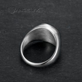 Bague Croix de Camargue Chevalière Acier Inoxydable - Argent et Noir28489