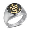 Camargue Cross Signet Ring Stainless Steel - Gold and Black28493