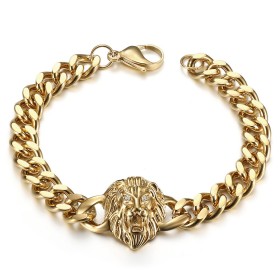 Löwenkopf-Armband Edelstahl Gold28500