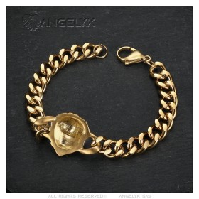 Bracelet Gourmette tête de lion Acier inoxydable Or28503