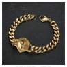 Pulsera Curb cabeza de león Acero inoxidable Oro28503