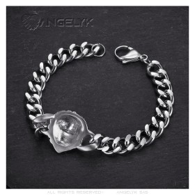 Bracciale Curb testa di leone Acciaio inossidabile Argento28509