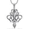 Large Pendant Necklace with Fleur-de-Lis Gold-Plated Steel + String28522