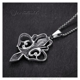 Grand pendentif fleur de lys Royal Acier inoxydable Argenté28524